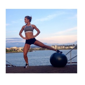 Belinda works out with a fit ball to strengthen her core